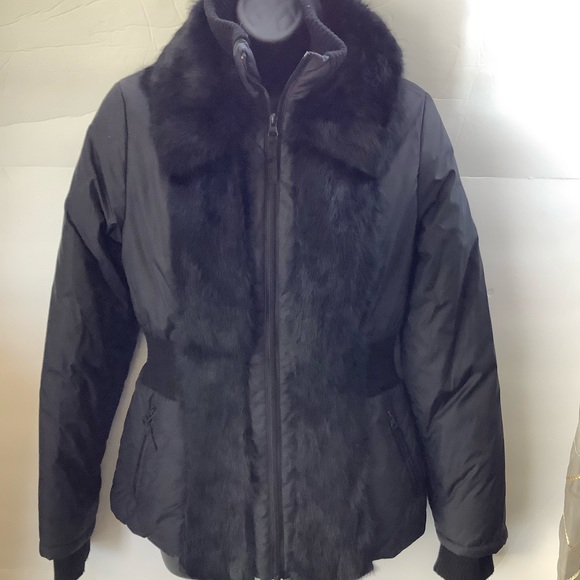 - Buffalo winter coat black rabbit real fur medium - Picture 2 of 5